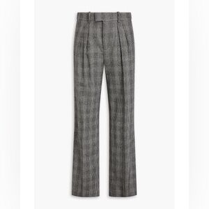 Nili Lotan Gray Checked Wool-blend Wide-leg Trouser Sz 6 Never Worn